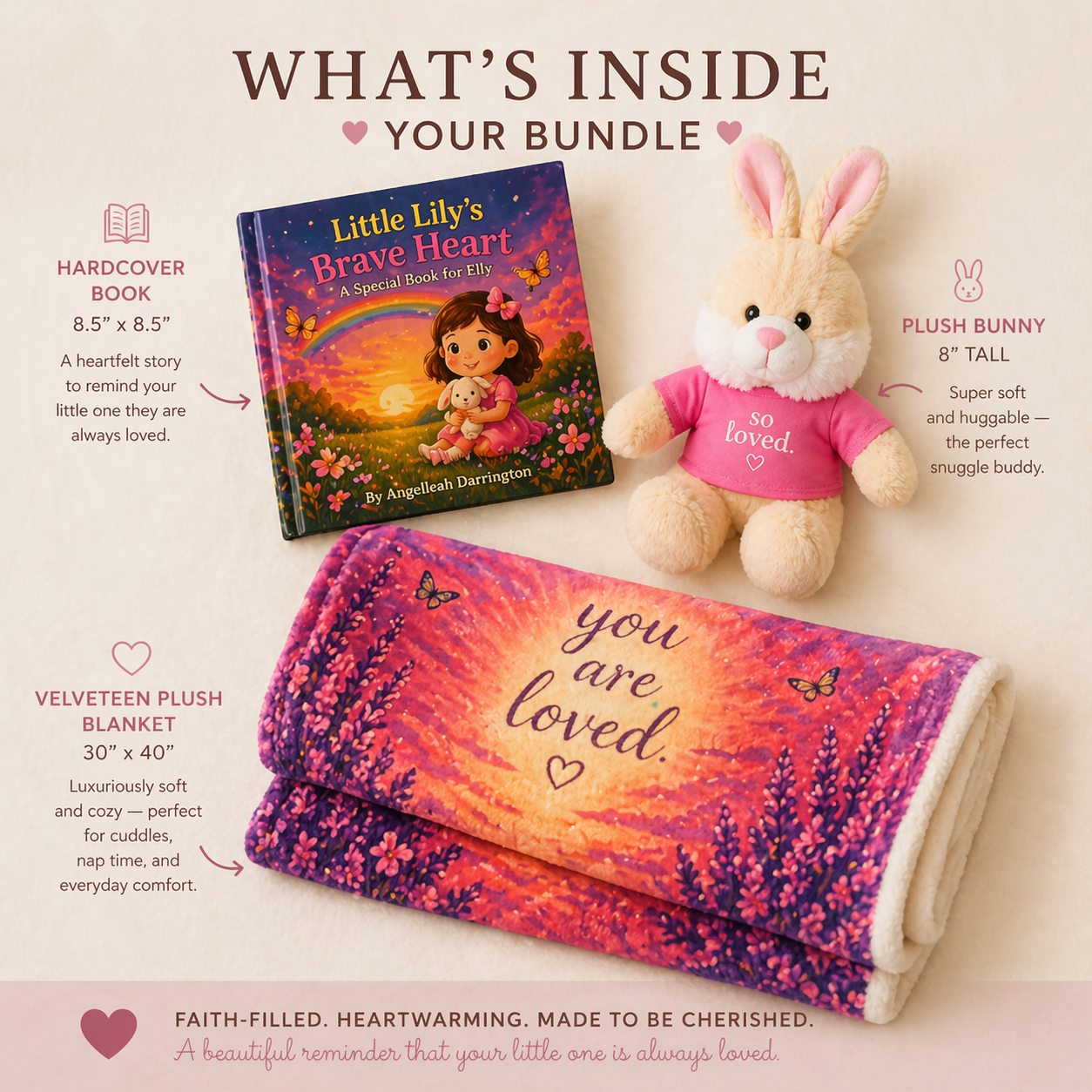 Faith-Filled “You Are Loved” Gift Bundle – Children’s Book, Plush Bunny & Velveteen Blanket | Baby Shower Gift, Toddler Gift, Christian Gift