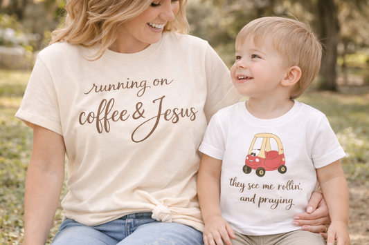Mini They See Me Rollin’ & Prayin’ Toddler Shirt | Faith Based Kids Tee | Cute Christian Toddler Outfit