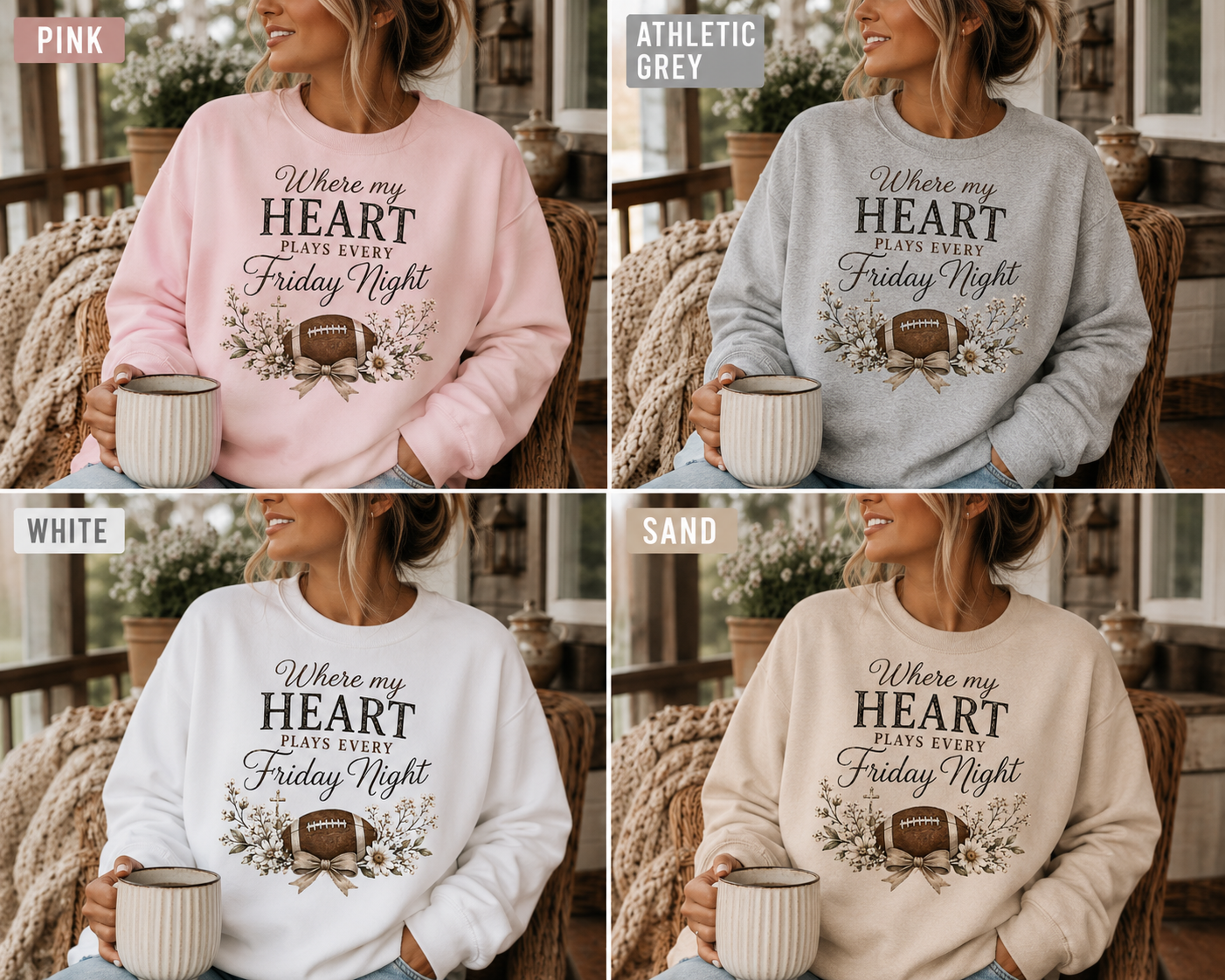 Football Mom Sweatshirt | Where My Heart Plays Every Friday Night Crewneck | Cozy Gildan Football Sweatshirt | Game Day Sweatshirt for Mom